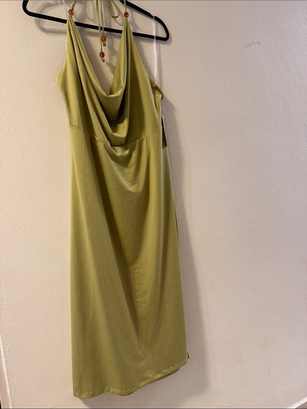 Derek Heart Olive Green Cowl Neck Midi Dress